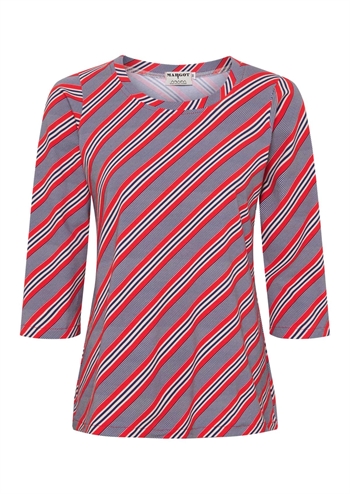 Flot rød og blå stribet retro T-shirt bluse fra MARGOT