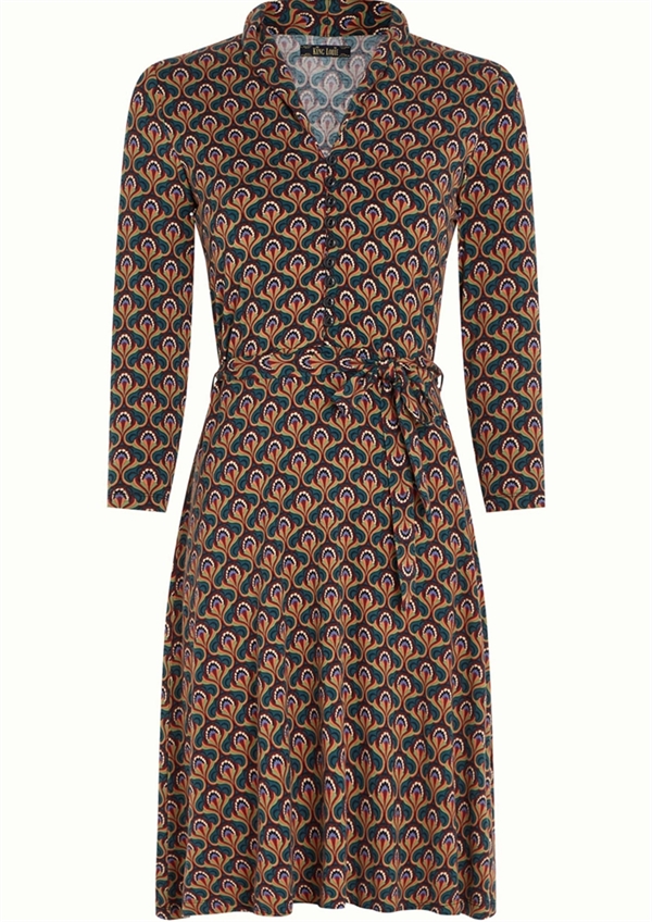 Smuk kjole med grafisk mønster og bindebånd fra King Louie