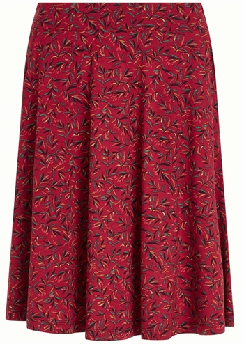 Rød nederdel med print og skrålommer fra King Louie