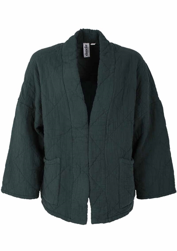 Blød quiltet cardigan jakke med lommer i flot navy mørkegrøn farve fra Danefæ