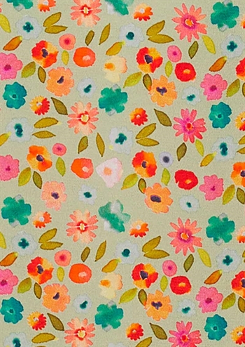 Grøn multifarvet kortærmet skjorte med blomstret print fra du Milde