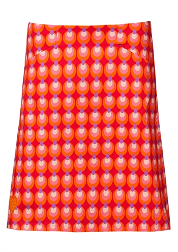 Flot fuchsia rød nederdel med grafisk print og lommer fra du Milde
