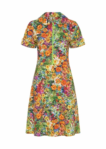 <h2>Multifarvet blomstret retro kjole med krave og lynlås fra MARGOT</h2>