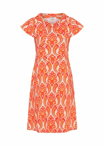 Orange retro kjole med sød bord og krave fra MARGOT