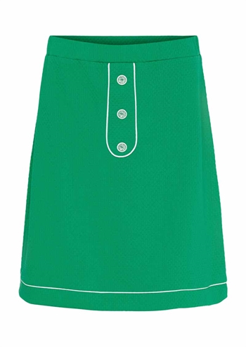 <h2>Grøn retro nederdel i "vaflet stof" med søde detaljer fra MARGOT</h2>
