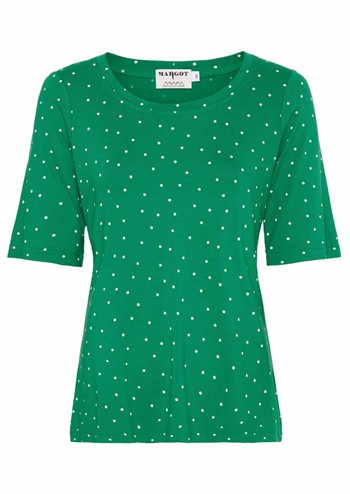 <h2>Grøn T-shirt med hvide prikker/dots fra MARGOT</h2>