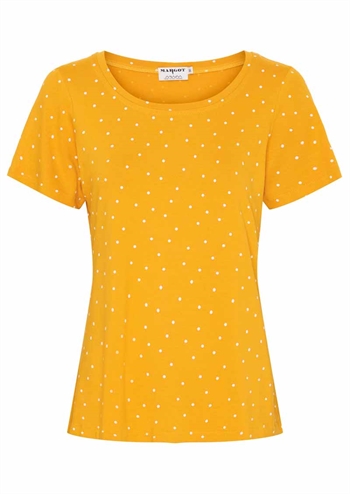 Gul mango farvet T-shirt med små hvide dots fra MARGOT