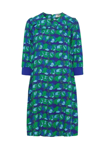 Mørkeblå kjole med retro-mønster fra MARGOT