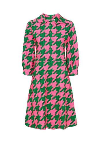 Grøn og pink kjole med retro print fra MARGOT