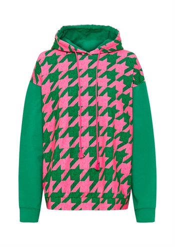 Pink og grøn hoodie med retro print fra MARGOT