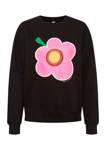Sort lækker sweatshirt med blomster motiv fra MARGOT