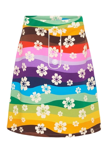 Sort multifarvet nederdel med skønt retro print fra MARGOT