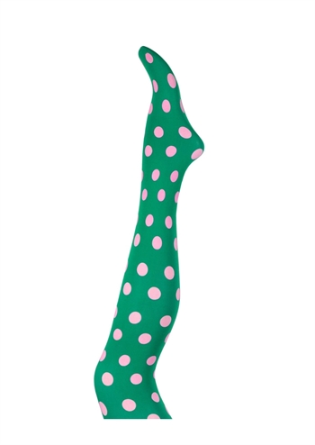 Flotte grønne strømpebukser med lyserøde dots fra MARGOT
