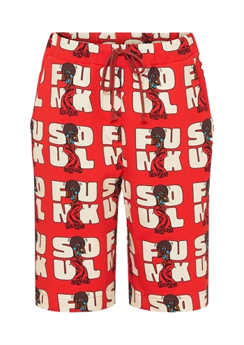 Top smarte shorts med rødt grafisk retro print fra MARGOT