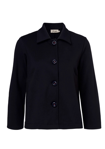 Klassisk navy jakke med knapper og krave fra Jumperfabriken