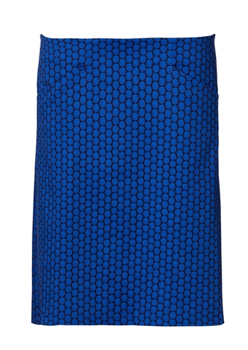 Skøn sort retro nederdel med blå dots med lommer foran fra du Milde