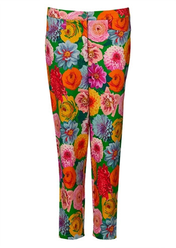 Blomstret bukser med skønt retro print og lommer foran fra du Milde