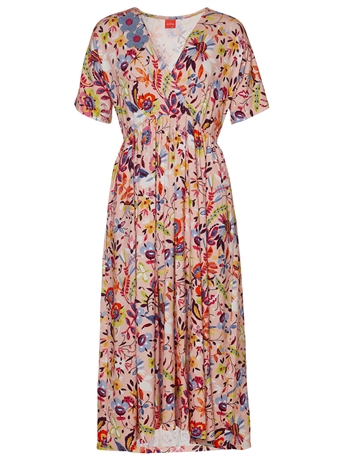 Lyserød kjole med blomstret retro print fra du Milde