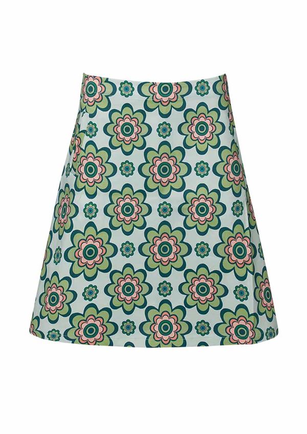 Grøn nederdel med skønt retro print og skrålommer fra du Milde