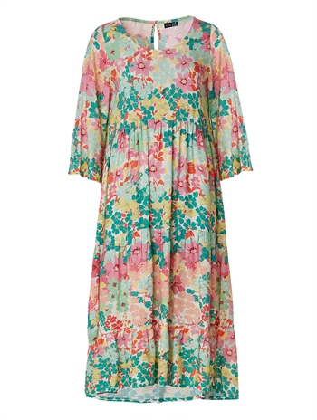<h2>Pastel, multifarvet kjole med skønt blomster print fra du Milde etc</h2>