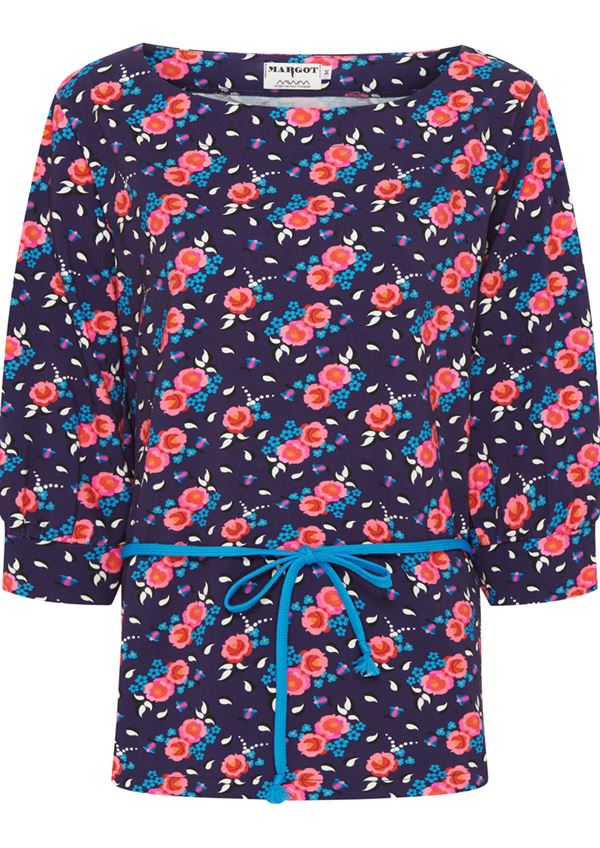 Mørkeblå bluse med blomsterprint fra MARGOT