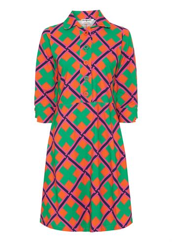 Multifarvet kjole med krave og 3/4 ærmer fra MARGOT