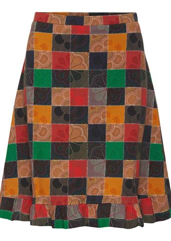 Multifarvet, ternet nederdel med flæsekant fra MARGOT