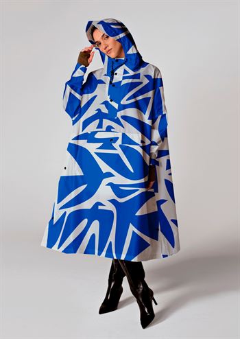 Blå mønstret regnponcho fra Rainkiss